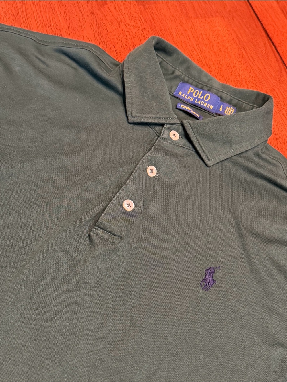Polo Ralph Lauren Mens Custom Slim Fit Polo Shirt Forest Dark Green Large L Pony